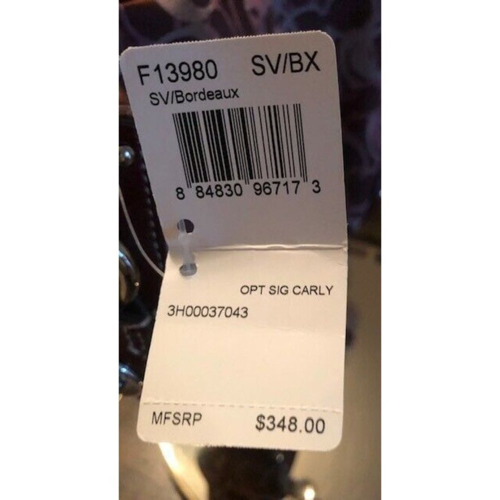 NWT $348 MAROON PATENT LEATHER COACH CARLY SIGNATURE HANDBAG BRAND NEW RARE FIND - Picture 7 of 7